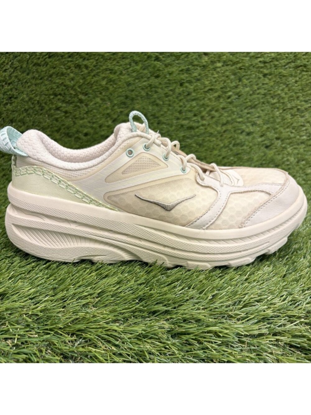 Hoka One One Bondi B3LS Mens Size 9 Cream Beige Athletic Running Shoes Sneakers